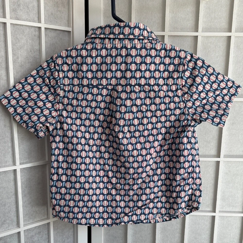 Gymboree Kids  Baseball Patterned Button Up Shirt Size 12-18M
